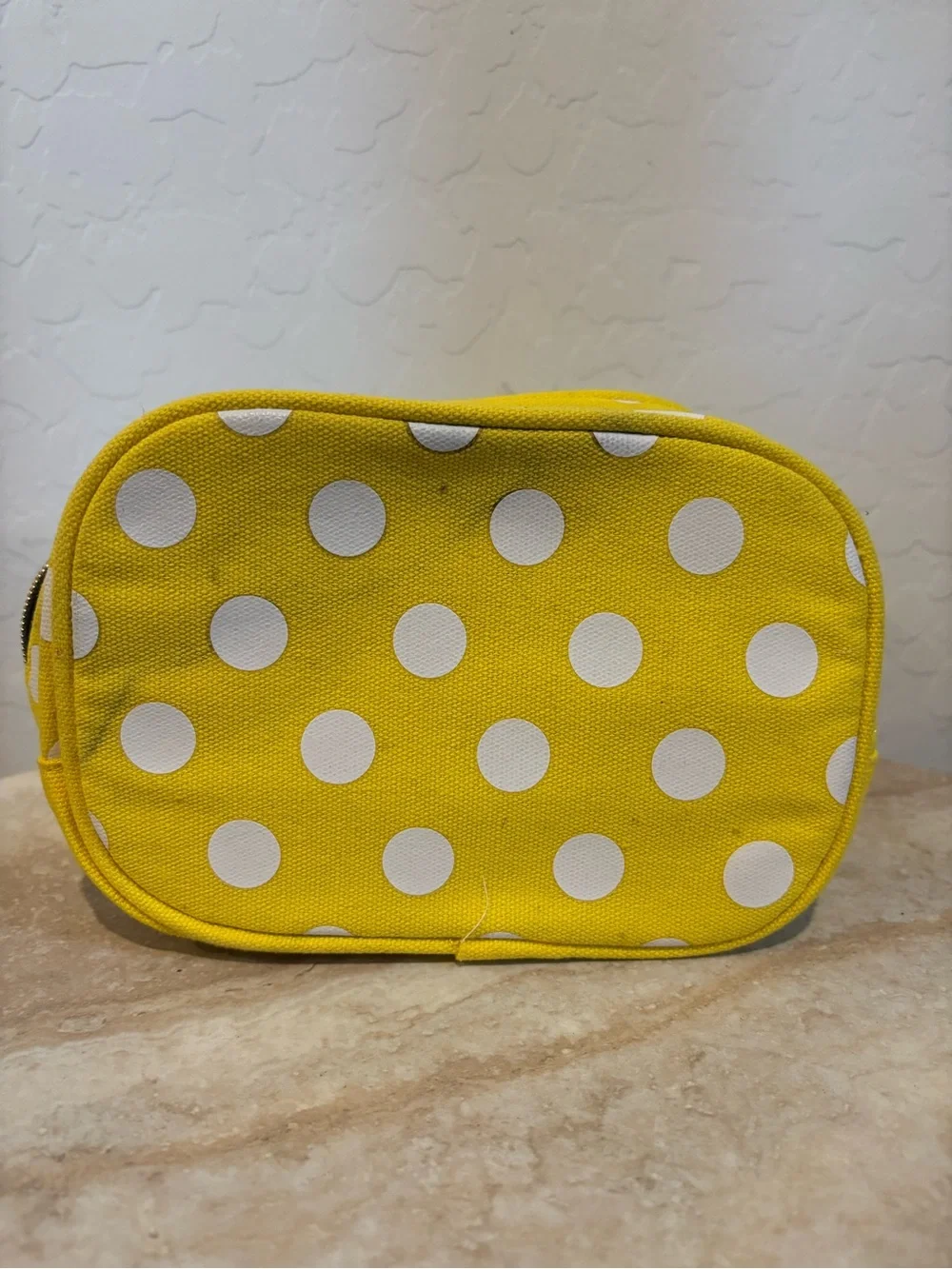 Marc Jacobs Honey Yellow and White Polka Dot Cosmetic Pouch